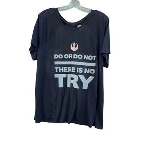 Star Wars Her Universe Womens 2X Black Yoda Quote Open Back Graphic T-Shirt